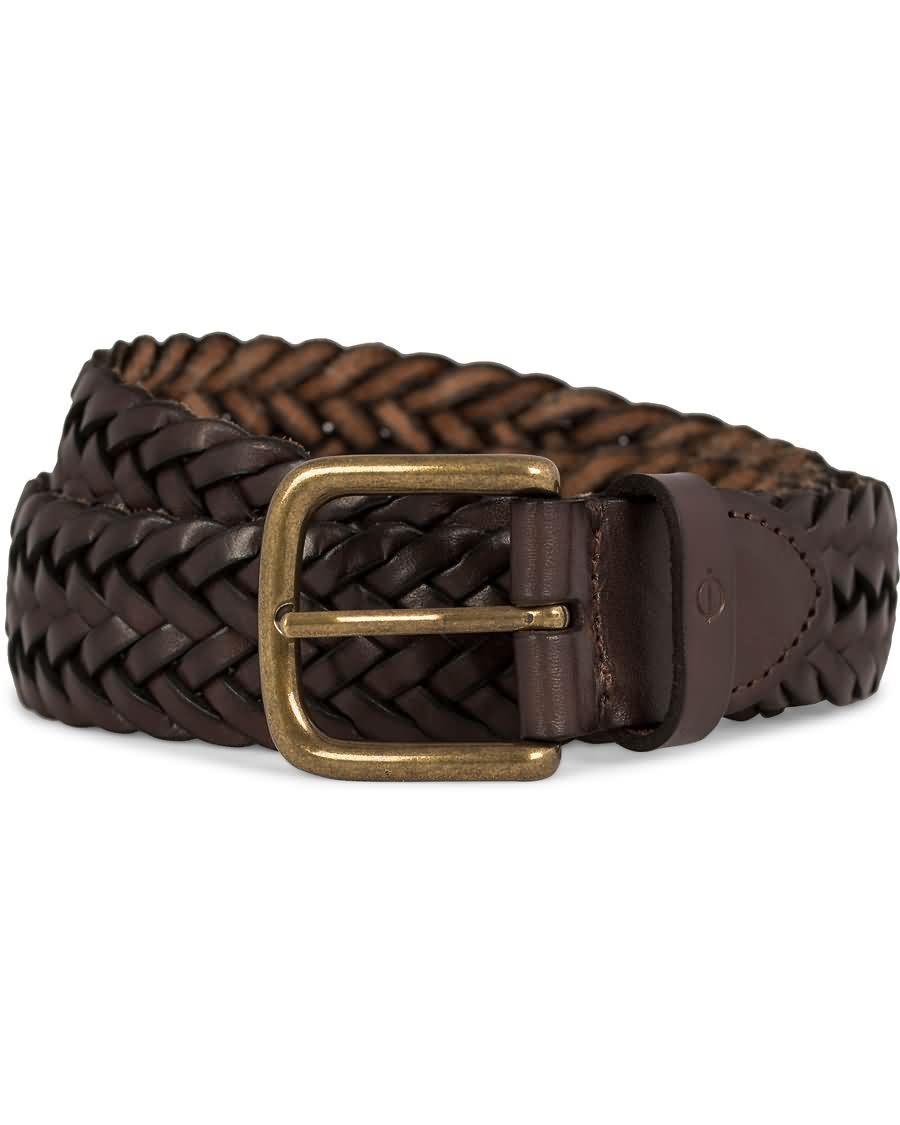 oscar jacobson braided leather belt dark brown q8t4o